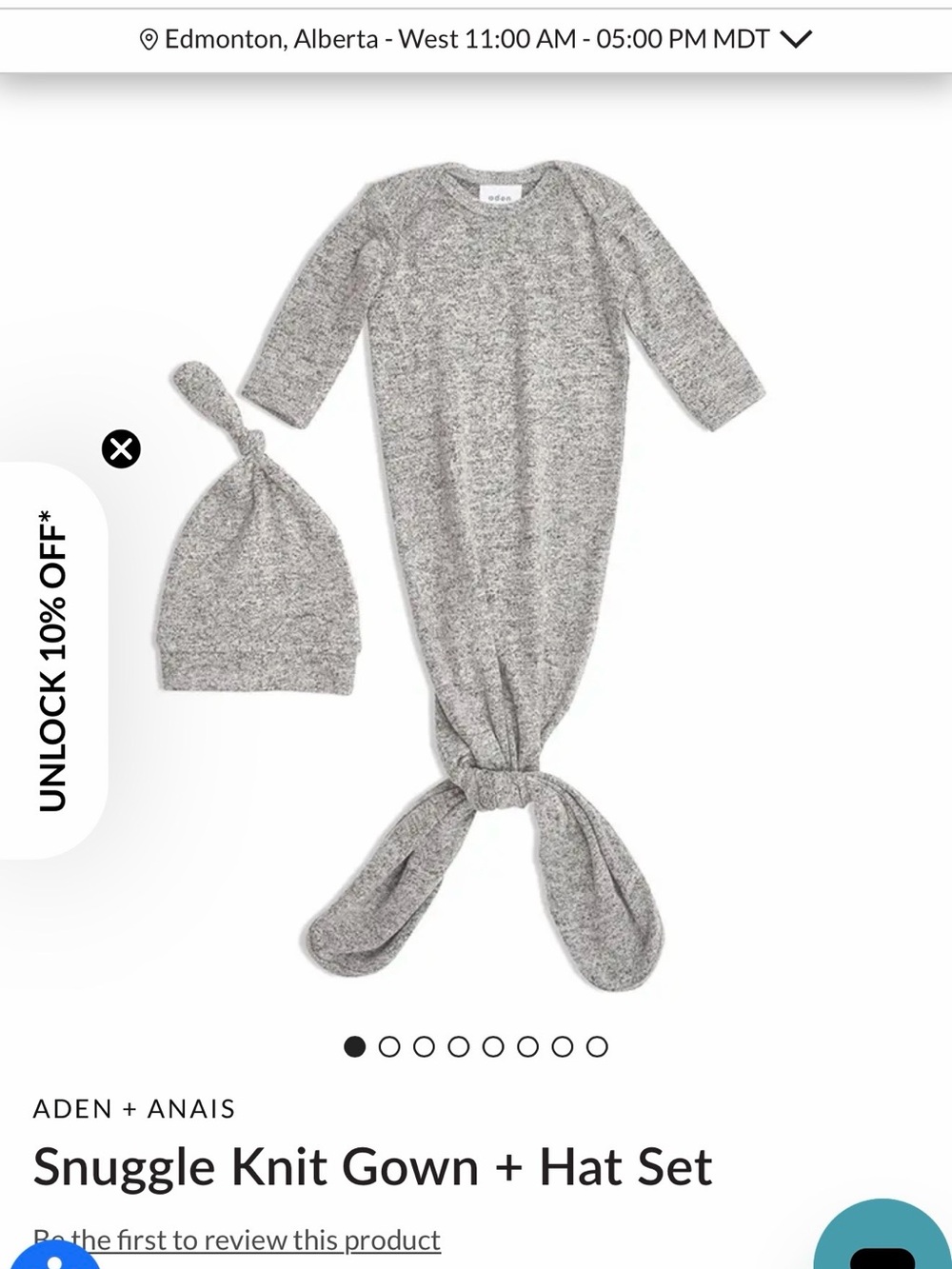 aden + anais Gray Snuggle Knit Gown & Hat Set